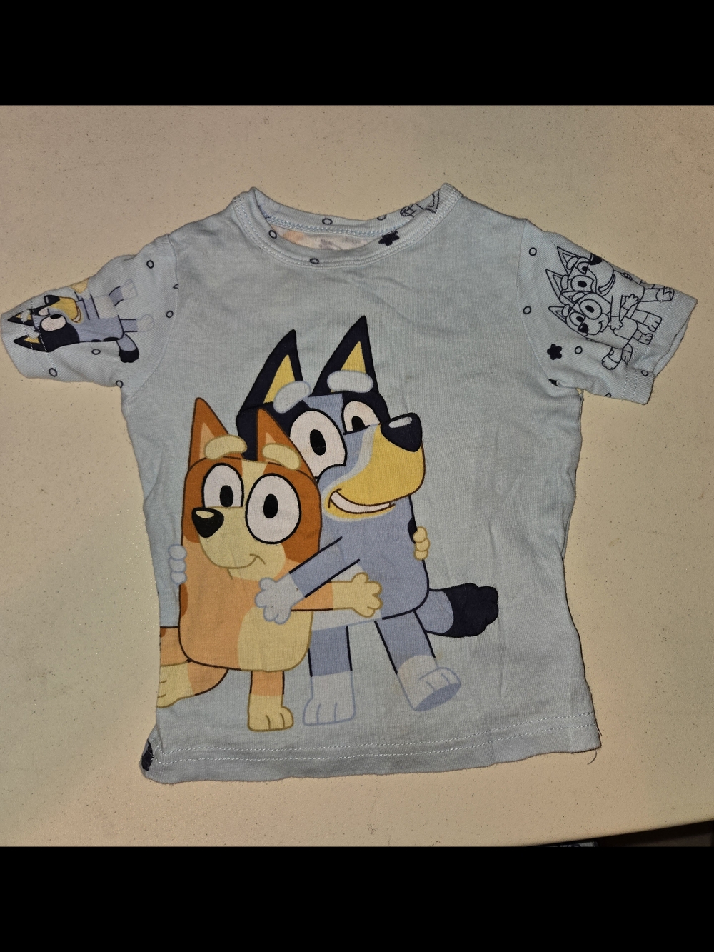Lucy Light Blue Bluey Graphic Short Sleeve Tee And Pajamas Pants SZ 3T